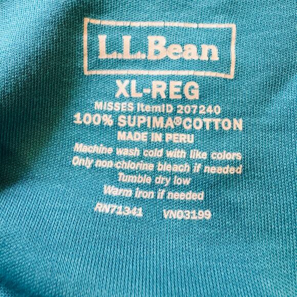 L.L. Bean Supima Cotton Button Cardigan Teal & Long Sleeve Crewneck T Shirt XL - Picture 7 of 8